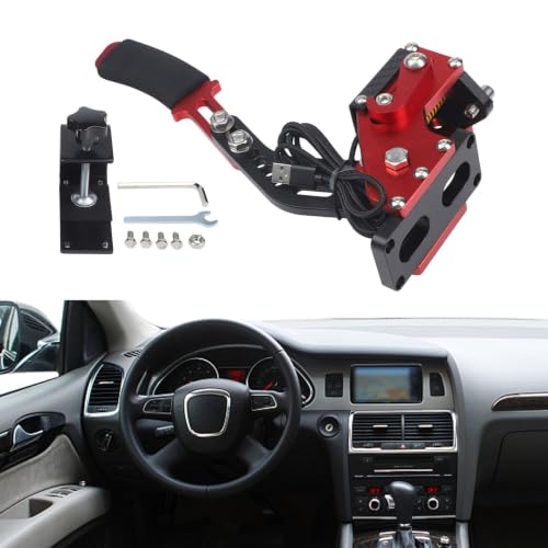 USB Racing Handbrake for PC for windows, Hall Sensor for drift Handbrake Compatible with for logitech G27 G29 G920 T500 Steering Wheels, Aluminum Alloy, Black Adjustable Tension Sim for drift(Red) - size: Red