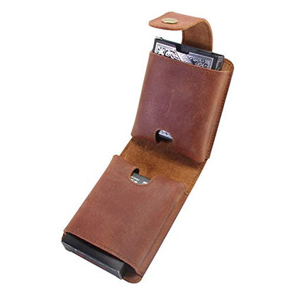 Playing Card Case, Genuine Leather Double Playing Cards Deck Holder for Magicians and Poker Players, Camping Holidays Trips - color: Double Deck