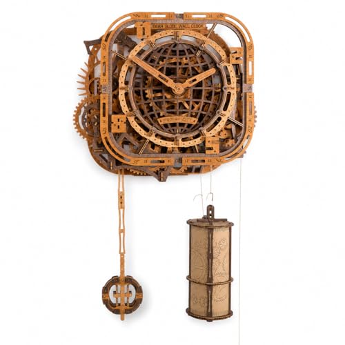 WOODEN.CITY 3D Wooden Puzzle – Gear Globe Wall Clock | Wooden Clock Puzzle Model Building Kit for Adults | 369 Pieces | Mechanical 3D Puzzle Clock | No Glue Required | Made in EU - color: Globe Wall Clock