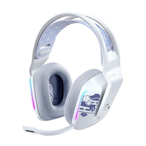 Logitech G733 Lightspeed RGB Wireless Gaming Headset | Lightspeed wireless, suspension headband, LIGHTSYNC RGB, Blue Voce mic tech, PRO-G audio drivers - color: Kamisato Ayaka Genshin Impact Edition