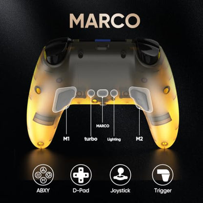 BETMI LED Wireless Controller for PS5, Pro/Slim/Steam Deck/PC(Frosted Glod) | Hall Joysticks/Trigger, Marco Back Button, Turbo, Dual Vibration, 6-Axis, 3.5mm Jack, Built-in Mic, Gamepad with Speaker - color: Frosted Glod