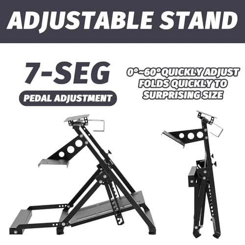 Hottoby Steering Wheel Stand with Pulley Chair Fixing Fit for Fanatec,for Thrustmaster, for Logitech G25 G27 G920, Racing Simulator Cockpit, Not Included Shifter,Wheel & Pedal