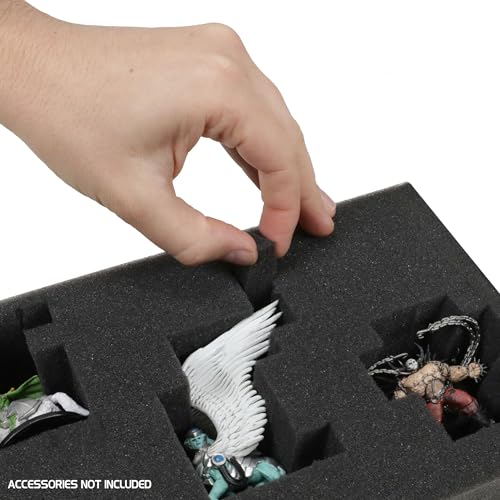 ENHANCE Wide Base Miniature Satchel - Compact Storage & Carrying Case for DnD Miniatures with Strap, 3 Foam Trays (2 Pre-Cut and 1 Pick & Pluck Tray) - Fits Minis 25mm to 40mm (Small - Wide Base) - size: Small (25 Slots), style: Wide Base Minis