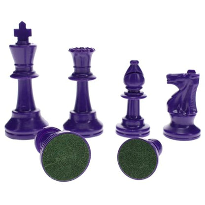 WE Games Color Bright Plastic Staunton Tournament Chess Pieces with 3.75 in. King - Half Chess Set of Chess Pieces Only, Purple - color: Purple