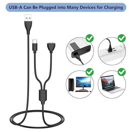 Vanjua Charger for Delupet/Yawpet/Jugbow Dog Training Collar and Remote, 2-in-1 USB C and Magnetic Bark Collar Charging Cable (Black)