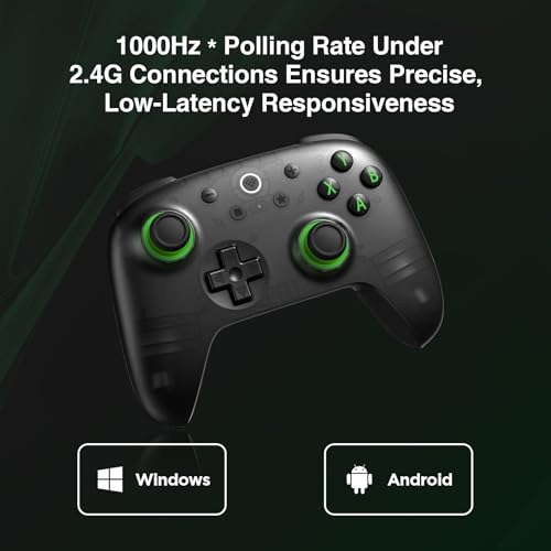 8Bitdo Ultimate 2C Wireless Controller for PC & Android (Transparent Black) | for Windows PC & Android, 1000Hz Polling Rate, Hall Effect Joysticks & Hall Triggers, Remappable L4/R4 Bumpers - color: Transparent Black