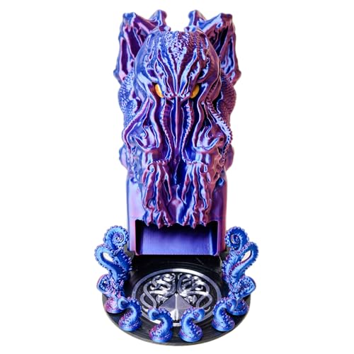 3D BEST-Q Cthulhu DND D&D Dice Tower，3D Printed Compatible with Dungeons and Dragons, 28mm Miniature Wargaming, Tabletop RPGs, Wargame Scenery, Endless Deep Sea Series (Purple&Blue) - color: Purple&blue
