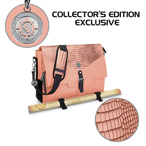 ENHANCE Collector's Edition RPG Player's Essentials DND Bag - Dragon Hide Exterior Messenger Bag Fits 2-4 Books, Binders, Dice & Accessories, with 17 inch Laptop Slot, Battlemap Straps (Dragon Pink) - color: Dragon Pink
