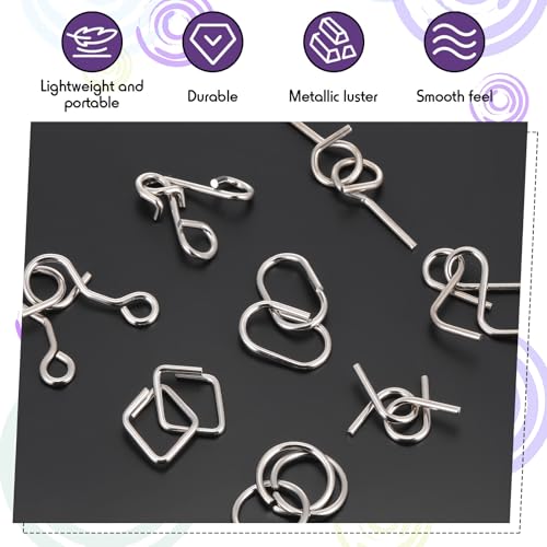 Metal Wire Puzzle Set of 8 with Pouch, Brain Teaser Puzzles IQ Test Ring Disentanglement Unlock Interlock Game Trick Metal for Party Favor Challenge(D Style) - style: D Style