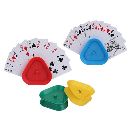 4 Pack Triangle Shaped Hands-Free Playing Card Holder for Kids,Playing Card Games Holder,Adults,Poker Parties,Family Card Game Nights&Classroom Activities (4pack) - color: 4pack