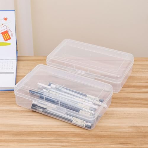 4 Pack Rectangular Clear Plastic Storage Containers, 8x4.7x2.3 inch | Hinged Lid, For Beads and Small Craft Items - size: 8 x 4.7 x 2.3 inch