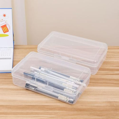 4 Pack Rectangular Clear Plastic Storage Containers, 8x4.7x2.3 inch | Hinged Lid, For Beads and Small Craft Items - size: 8 x 4.7 x 2.3 inch