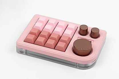 KEEBMONKEY Megalodon Triple Knob Macro Pad Programmable Designer Mini Keyboard 16 Keys (Pink) - color: Pink