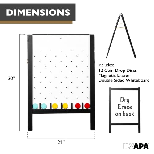 Ilyapa Prize Drop Board, 20x31 in - Penny Drop Game, Whiteboard Sign | Wooden A-Frame Whiteboard Sign, Includes 12 Coin Drop Discs & Eraser - For Trade Shows & Events - color: White, size: 21x30