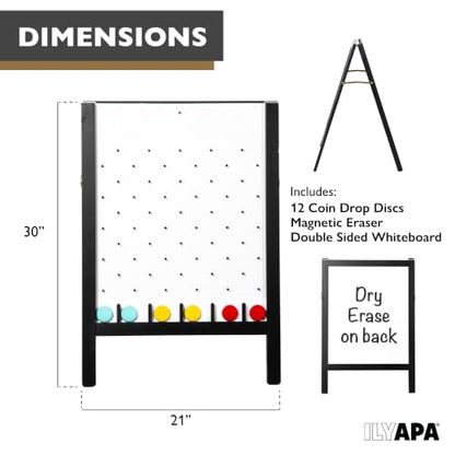 Ilyapa Prize Drop Board, 20x31 in - Penny Drop Game, Whiteboard Sign | Wooden A-Frame Whiteboard Sign, Includes 12 Coin Drop Discs & Eraser - For Trade Shows & Events - color: White, size: 21x30