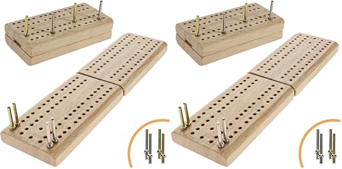 WE Games Wooden Folding Travel Cribbage Board with Metal Pegs, Small Size for Easy Travel (Pack of 2) - size: Mini (Pack of 2)