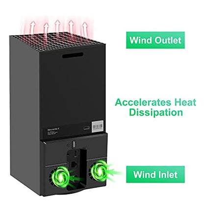 Linkstyle Cooling Fan for Xbox Series X, USB Powered Vertical Cooling Stand Cooling System with Dual Fans and 1 USB Port - color: Black