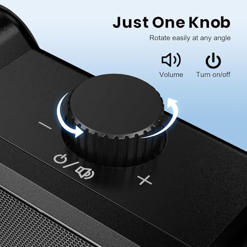 Cirqon Computer Speakers for Desktop PC, Easy Volume Knob, Sturdy Clamp, Clear Loud Sound, Laptop Speakers with Compact Design, USB/USB C Adapter for Power and Audio(Black)
