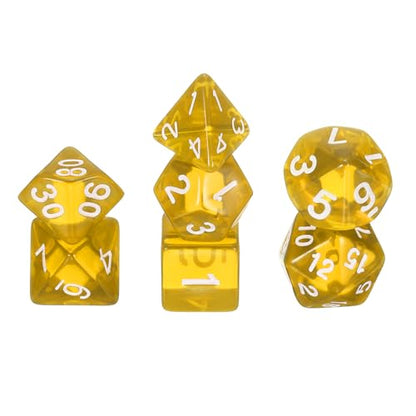 uxcell Polyhedral Dice Set, 7 Pcs Acrylic Dice for Role Playing Table Games Tabletop Gaming Accessories, Transparent Yellow - color: Transparent Yellow