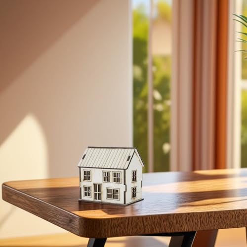 Kisangel DIY Miniature House Kit Unfinished Wood House Model for Painting and Assembly 3.66 X 3.46 X 2.44 in Small Wooden for Christmas Village Decoration Holiday Scene Craft Projects