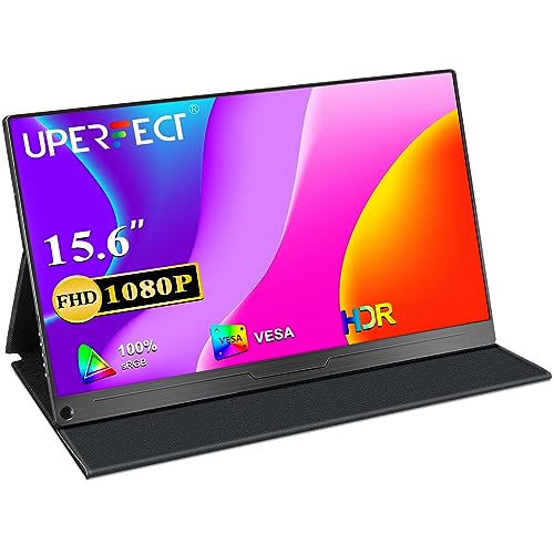 UPERFECT Portable Monitor, 15.6" IPS HDR 1920X1080 FHD Eye Care Travel Screen USB C Gaming Monitor, Dual Speaker External Monitor HDMI Type-C VESA for Laptop PC Phone w/Case - size: 15.6