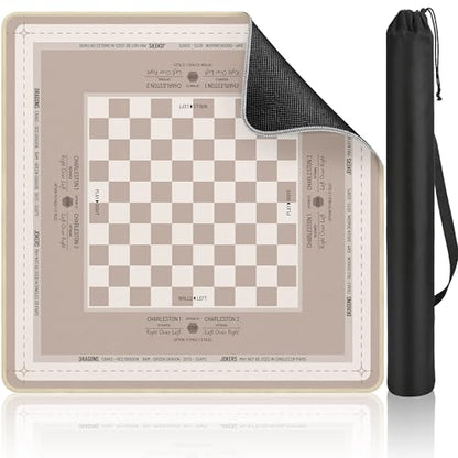 Mahjong Mat Table with Rules Mah Jong Mat Neoprene Travel Chinoiserie Floral Majong Learning Mat Instructions Mahjong Gifts Women Unique Non-Slip Rubber Pad, 31.5" x 31.5", Khaki Plaid - color: Khaki Plaid, size: 31.5" x 31.5"