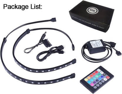RGB LED Strip Computer Lighting via Magnet with Controller for Desktop Computer Case Mid Tower Full Tower (24Key Remote，2PK，30CM，R Series，RGB) - color: RGB (Red, Green, Blue)
