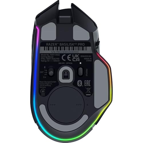 Razer Basilisk V3 Pro Wireless Gaming Mouse: HyperScroll Tilt Wheel - 30K DPI Optical Sensor - Gen-3 Optical Switches - 13-Zone Chroma RGB - 13 Programmable Controls - 3 Connection Modes - Black - color: Classic Black