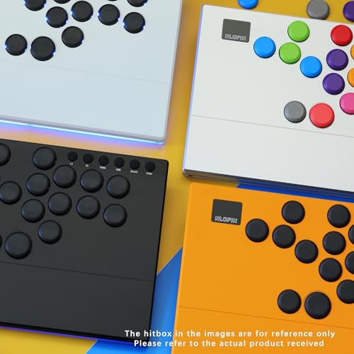 NLOFIN Leverless Arcade Stick 16Key All-Button Leverless Controller(Yellow) | Custom RGB Arcade Fighting Stick,for PS4/PS5/PC/Switch/Steam, Aluminum Controller,Supports Hot-Swap&SOCD - color: Yellow