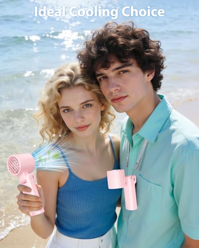 Ouddy Mode Portable Handheld Pink Fan Rechargeable, Ice Cooling Foldable Personal Fan, Up to 13Hrs Turbo Pocket Hand Held Fans for Travel, Camping, Hiking, Beach, Office, Outdoor - color: Pink
