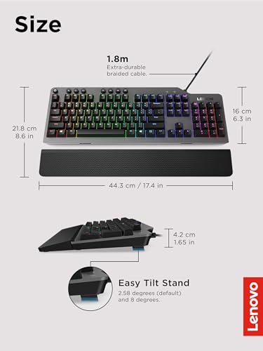 Lenovo GY40T26478 Legion K500 RGB Mechanical Gaming Keyboard, 3 ZONE Full-size Keyboard, 7 user Programmable Hot Keys; 16.8 Million Colors, 50 Million-Click Red Mechanical Keys, Detachable Palm Rest - style: K500 Keyboard