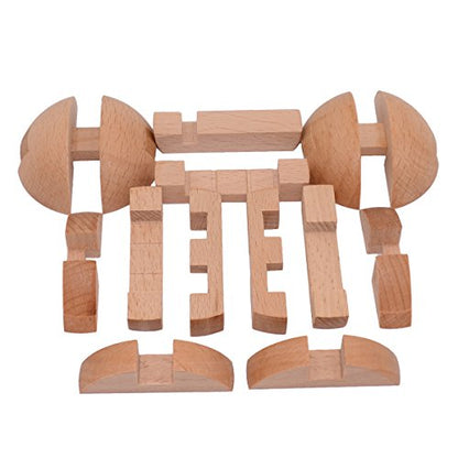KINGOU Wooden Sphere Puzzle Brain Teaser Toy for Kids and Adults | Measures 2.36 inches, ideal ball stocking stuffer puzzle gift, includes 3 random metal puzzles and guide
