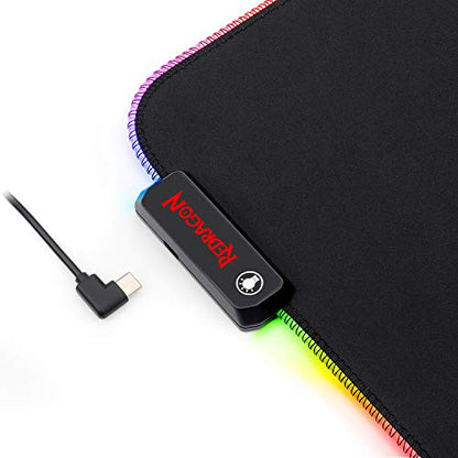Redragon Pluto Ergonomic RGB USB Mouse Mat Non-Slip Surface Waterproof Gaming Gaming Video Games Retro Illuminated LED for PC and Mac (Medium)