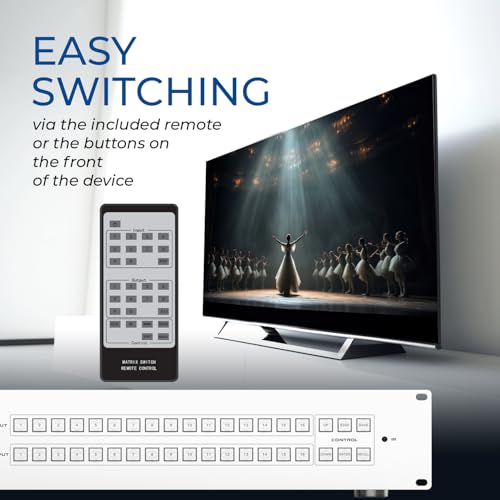 OREI 16x16 HDMI Matrix Switch – 4K@30Hz, EDID, RS-232, WebGUI, IR, HDCP 2.2 | 16x16 Switcher, 16x16 Matrix – 10.2Gbps, Scene Save & Recall, Round Robin, Dolby Atmos, DTS:X, 2U Rack Mount - size: 16X16 Matrix Switch