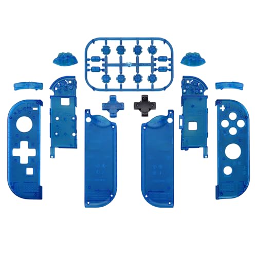 eXtremeRate Transparent Clear Blue Joycon Handheld Controller Housing (D-Pad Version) w/Full Buttons, DIY Replacement Shell Case for Nintendo Switch & Switch OLED Joy-Con – Console Shell NOT Included - color: Clear Blue