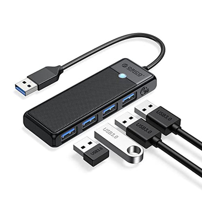 ORICO USB 3.0 Hub, 4-Port USB Hub with 0.5Ft Cable, Ultra Slim USB-Splitter for Laptop MacBook Pro, iMac, Surface Pro, XPS, PS5，PC, Flash Drive, Mobile HDD - size: 0.5Ft
