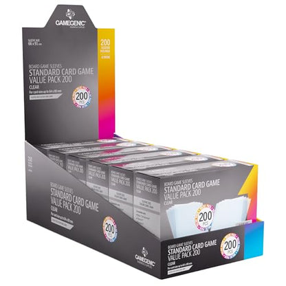 Gamegenic Prime Sleeves Standard Card Game-Size Value Pack 200 | 100 Microns Extra Clear Card Protectors, Bulk 200 Count Set, 66x91 mm, Acid-Free and No PVC