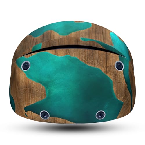 Head Case Designs Officially Licensed Alyn Spiller Wood and Resin Aqua Art Mix Vinyl Sticker Skin Decal Cover Compatible with Sony PS5 PlayStation PS VR2 - color: Wood and Resin Aqua