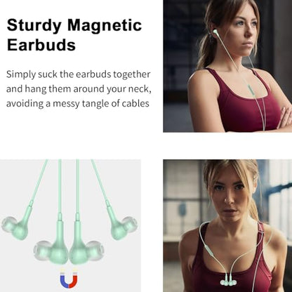 USB Earbuds with Microphone for PC Laptop,Wired USBA Headset with Mic in Ear Buds Noise Isolating Light Laptop Earphones Headphones for Dell HP Surface Computer Office Zoom Work Gaming School,Green - color: Green