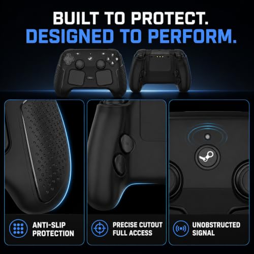 Protective Skin for 2026 Steam Controller 2, Soft Silicone Cover Case, Anti-Slip Shockproof Black Shell for Full Protection, Steam Controller Accessories
