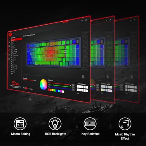 Redragon K686 PRO Wireless RGB Gasket Gaming Mechanical Keyboard, Easy Knob | Multi-Function Control Wheel, 0-Delay Tri-Mode, Cushioned 5-Layer Noise Dampening for Creamy Thocky Sound, Practical 98 Keys - color: Concrete Jungle, size: 98 Keys