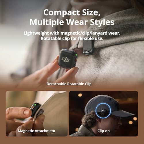 DJI Mic 3 Transmitter, Wireless Mini Mic for iPhone/Camera/Android | Lightweight & Intuitive, Lavalier Microphone, 32-bit Float, Integrated Timecode, Vlog, Interview, Streaming