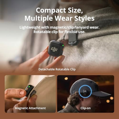 DJI Mic 3 Transmitter, Wireless Mini Mic for iPhone/Camera/Android | Lightweight & Intuitive, Lavalier Microphone, 32-bit Float, Integrated Timecode, Vlog, Interview, Streaming