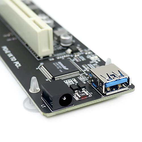 PCIe to PCI Adapter | Single/Dual Slot Converter with USB 3.0 Cable | Legacy Device Expansion for Audio Interfaces & Capture Cards - color: PCIe to Single PCI Right-Angle Adapter