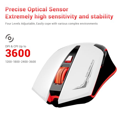 Wired Mouse for Computer and Laptop, Gaming Mouse RGB, Wired Optical Mouse with 6 Programmable Buttons & 7 Backlit Modes, USB Corded Mouse, Right or Left Hand Use - White
