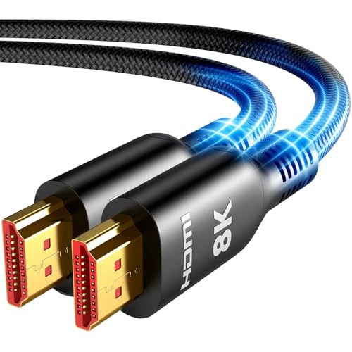 Highwings Long HDMI Cable 25FT, 8K 4K HDMI 2.1 Cord Ultra High Speed 48Gbps | 8K@60Hz 4K@120Hz, Heavy Duty, Flexible,Braided, eARC, HDCP 2.2&2.3, HDR 10-Compatible with HDTV,Projector,Monitor,Blu-ray - size: 25 feet
