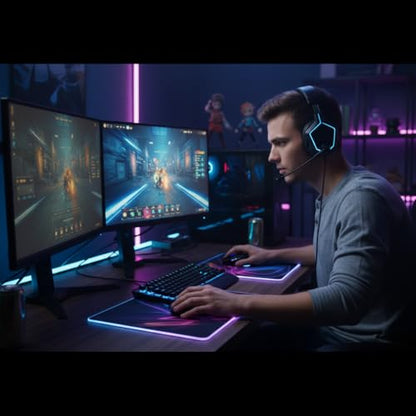 Gaming Led Luminous Mouse Pad, RGB Keyboard Pad, Non-Slip Mouse Pad, Computer Accessories,13.79" L x 9.85" W