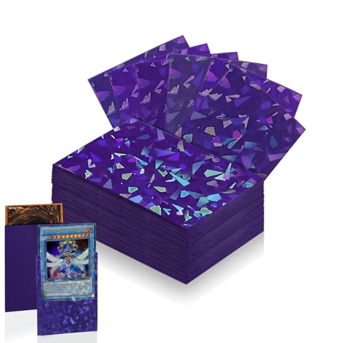 100 Count Purple Card Sleeve for Trading Cards, Perfect Fit Shiny MTG Card Sleeves, Holographic Card Sleeves Fit for Magic, Photocard, TCG, Baseball/Sports Cards, Yugioh Card, Game Card 66 * 91 mm - color: Purple