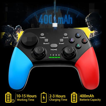 Joso Wireless Mobile Gaming Controller for iPhone, Android, iPad, Tablet, PC, Phone Controller with Phone Clip Supports Cloud Game, COD Mobile, Genshin Immpact, Remote Player Gamepad - color: Black+Blue+Red
