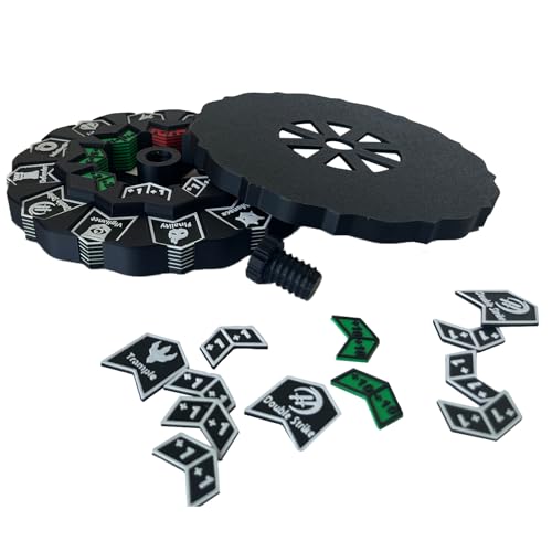 MTG Abilities Keywords Counter Wheel, Black Token Tracker 7.5 inch Diameter,123-Piece Keyword and Life Counter Bulk Tokens MTG, TCG, Cards Gaming Accessories - color: Black